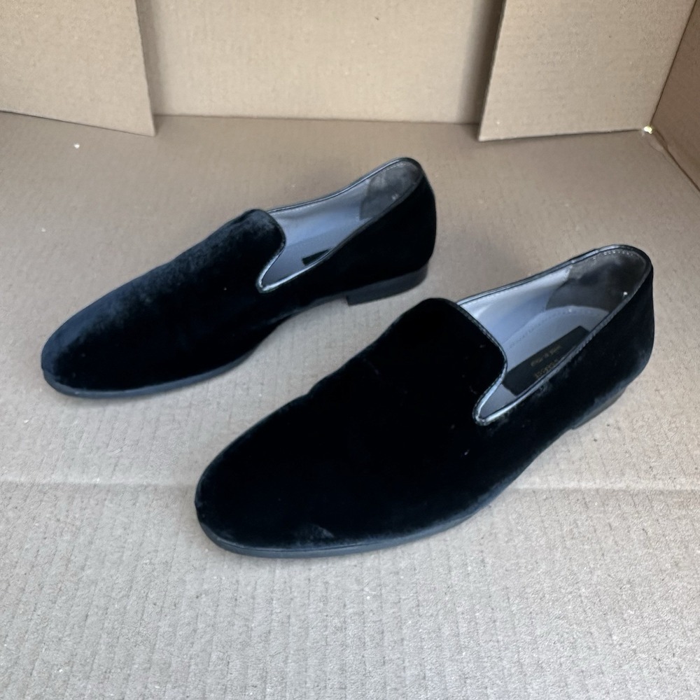 To Boot New York Lucca Velvet Loafer Leather Trim Black Men's Size 7.5 Italian
